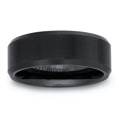 Modern Bride Mens 6mm Black Ceramic Wedding Band In Transparent