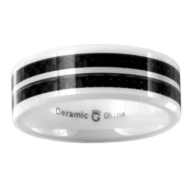 Modern Bride Mens 6mm Ceramic Wedding Band In Transparent