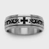 Modern Bride Mens 6mm Stainless Steel Cross Wedding Band In Gray