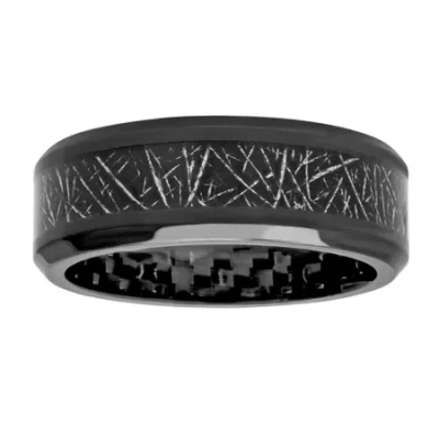 Modern Bride Mens 6mm Stainless Steel Wedding Band In Black