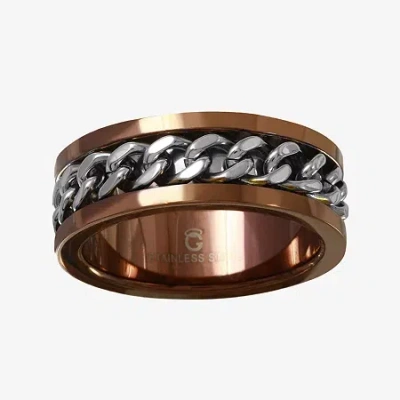 Modern Bride Mens 6mm Stainless Steel Wedding Band In Brown