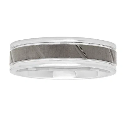 Modern Bride Mens 6mm Sterling Silver Wedding Band In Gray