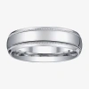 Modern Bride Mens 6mm Sterling Silver Wedding Band In Metallic