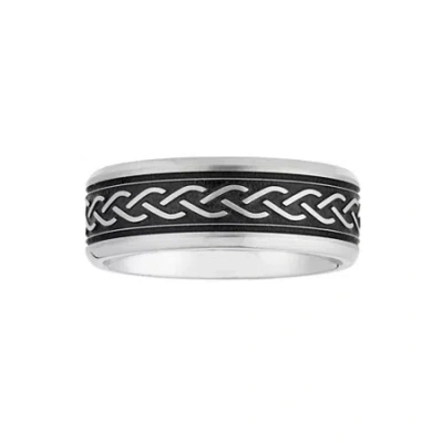 Modern Bride Mens 7.5mm Stainless Steel Wedding Band In Black