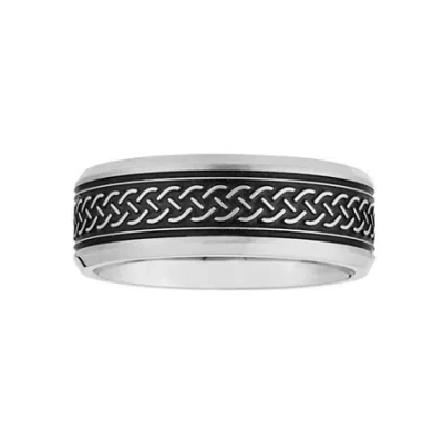 Modern Bride Mens 7.5mm Stainless Steel Wedding Band In Silver