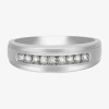 Modern Bride Mens 7mm 1/4 Ct. T.w. Natural White Diamond 10k Gold Wedding Band In Metallic