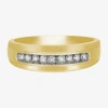 Modern Bride Mens 7mm 1/4 Ct. T.w. Natural White Diamond 10k Gold Wedding Band In Gold