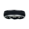 Modern Bride Mens 7mm Black Titanium And Stainless Steel Wedding Band In Black