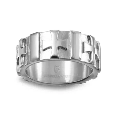 Modern Bride Mens 7mm Diamond Accent Natural White Diamond Stainless Steel Wedding Band In Transparent