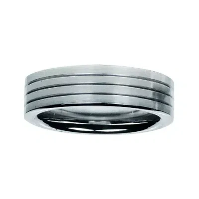 Modern Bride Mens 7mm Groove Cobalt Wedding Band In White