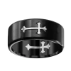 Modern Bride Mens 7mm Stainless Steel Cross Wedding Band In Black