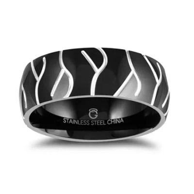 Modern Bride Mens 7mm Stainless Steel Wedding Band In Transparent
