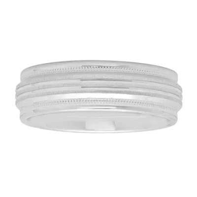Modern Bride Mens 7mm Sterling Silver Wedding Band In Transparent