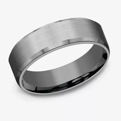 Modern Bride Mens 7mm Tantalum Wedding Band In Transparent