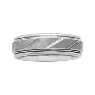Modern Bride Mens 7mm Tungsten Wedding Band In White