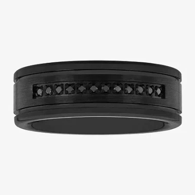 Modern Bride Mens 8mm 1/10 Ct. T.w. Black Diamond Tungsten Wedding Band