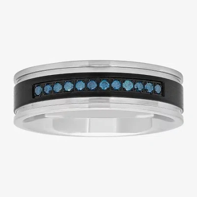 Modern Bride Mens 8mm 1/10 Ct. T.w. Black Diamond Tungsten Wedding Band