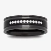 Modern Bride Mens 8mm 1/10 Ct. T.w. Black Diamond Tungsten Wedding Band In Multi