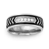 Modern Bride Mens 8mm 1/10 Ct. T.w. Natural White Diamond Stainless Steel Wedding Band In Silver