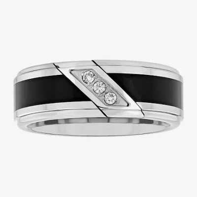 Modern Bride Mens 8mm 1/10 Ct. T.w. Natural White Diamond Tungsten Wedding Band In Transparent