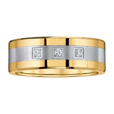 Modern Bride Mens 8mm 1/10 Ct. T.w. Natural White Diamond Tungsten Wedding Band In Transparent