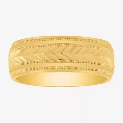 Modern Bride Mens 8mm 14k Gold Over Silver Wedding Band In Transparent
