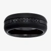 Modern Bride Mens 8mm 1/5 Ct. Natural Black Diamond Tungsten Wedding Band In Black