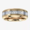 Modern Bride Mens 8mm 1/5 Ct. Natural White Diamond Tungsten Wedding Band In Gold