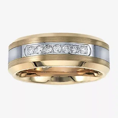 Modern Bride Mens 8mm 1/5 Ct. Natural White Diamond Tungsten Wedding Band In Multi