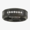 Modern Bride Mens 8mm 1/5 Ct. Natural White Diamond Tungsten Wedding Band In Black