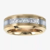 Modern Bride Mens 8mm 1/5 Ct. Natural White Diamond Tungsten Wedding Band In Gold