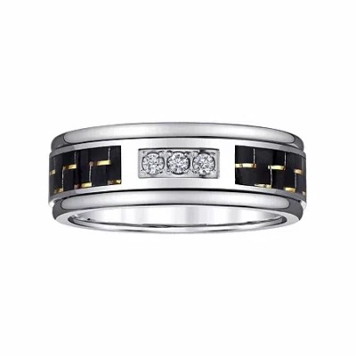 Modern Bride Mens 8mm 1/7 Ct. T.w. Natural White Diamond Tungsten Wedding Band In Multi