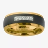 Modern Bride Mens 8mm 1/7 Ct. T.w. Natural White Diamond Tungsten Wedding Band In Gold