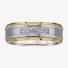 Modern Bride Mens 8mm 1/8 Ct. T.w. Natural White Diamond Stainless Steel Wedding Band In Transparent