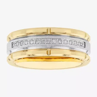 Modern Bride Mens 8mm 1/8 Ct. T.w. Natural White Diamond Tungsten Wedding Band In Multi