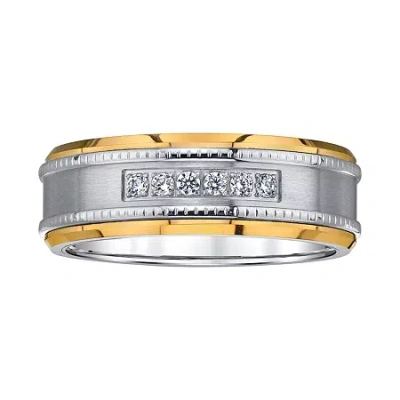 Modern Bride Mens 8mm 1/8 Ct. T.w. Natural White Diamond Tungsten Wedding Band In Transparent