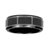 Modern Bride Mens 8mm Black Titanium Wedding Band In Black