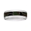 Modern Bride Mens 8mm Comfort Fit Stainless Steel Green Camouflage Wedding Band In Silver