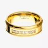 Modern Bride Mens 8mm Cubic Zirconia Tungsten Hypoallergenic Wedding Band In Gold