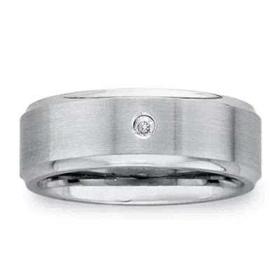 Modern Bride Mens 8mm Diamond-accent Cobalt Wedding Band In Transparent