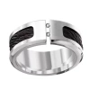 Modern Bride Mens 8mm Diamond Accent Natural White Diamond Titanium Wedding Band In Silver