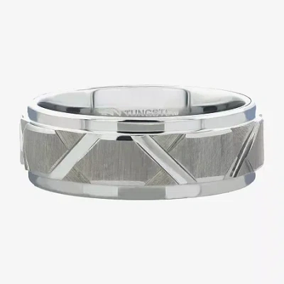 Modern Bride Mens 8mm Genuine Tungsten Wedding Band In Transparent