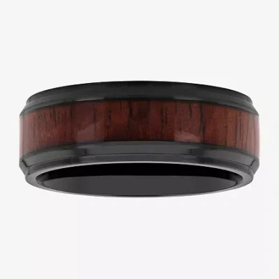 Modern Bride Mens 8mm Stainless Steel Wedding Band In Transparent