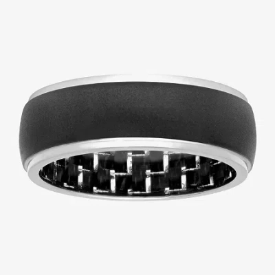 Modern Bride Mens 8mm Stainless Steel Wedding Band In Black