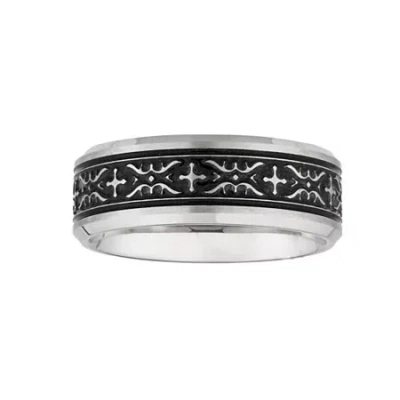 Modern Bride Mens 8mm Stainless Steel Wedding Band In Metallic