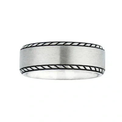 Modern Bride Mens 8mm Stainless Steel Wedding Band In Metallic