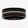 Modern Bride Mens 8mm Stainless Steel Wedding Band In Black