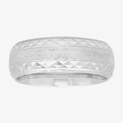 Modern Bride Mens 8mm Sterling Silver Wedding Band