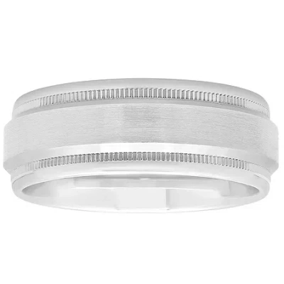 Modern Bride Mens 8mm Sterling Silver Wedding Band In Transparent