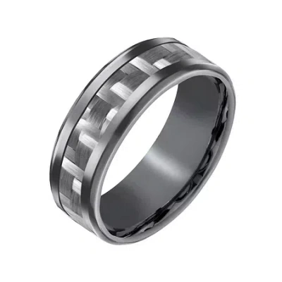Modern Bride Mens 8mm Tantalum Carbon Fiber Inlay Wedding Band In Gray